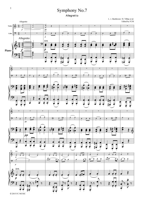 Product picture Beethoven Symphony No.7, 2nd mvt., for piano trio, PB501