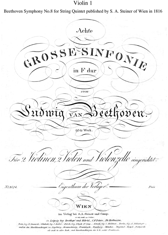 Product picture Beethoven Symphony No.8, all mvts., for string quintet,CB092