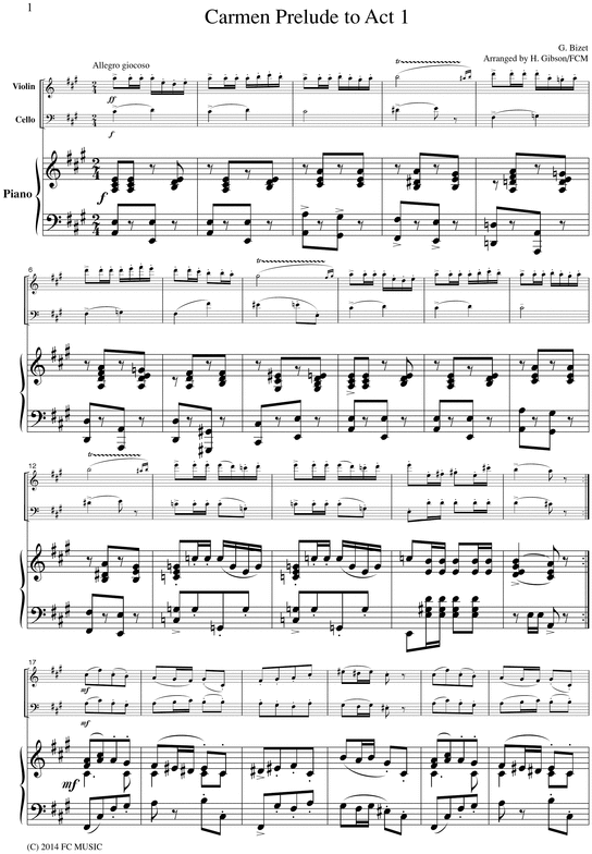 Product picture Bizet  Prelude to Act 1 from Carmen, for piano trio, PB301