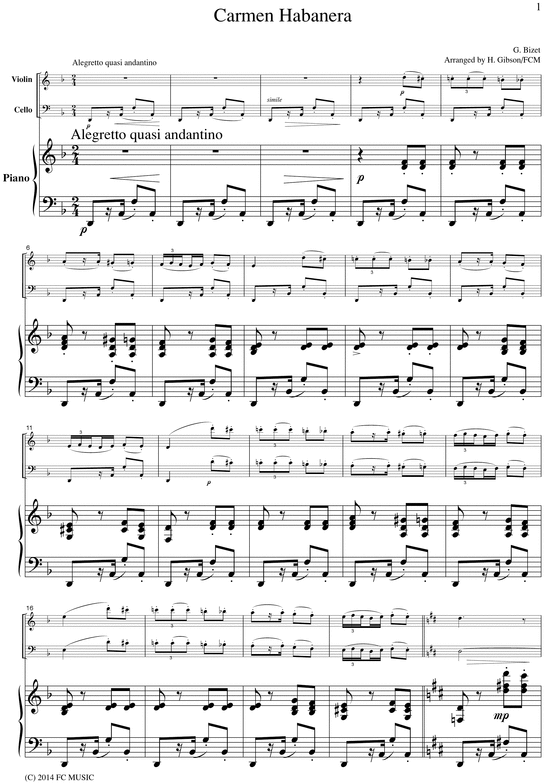 Product picture Bizet  Habanera from Carmen, for piano trio, PB302
