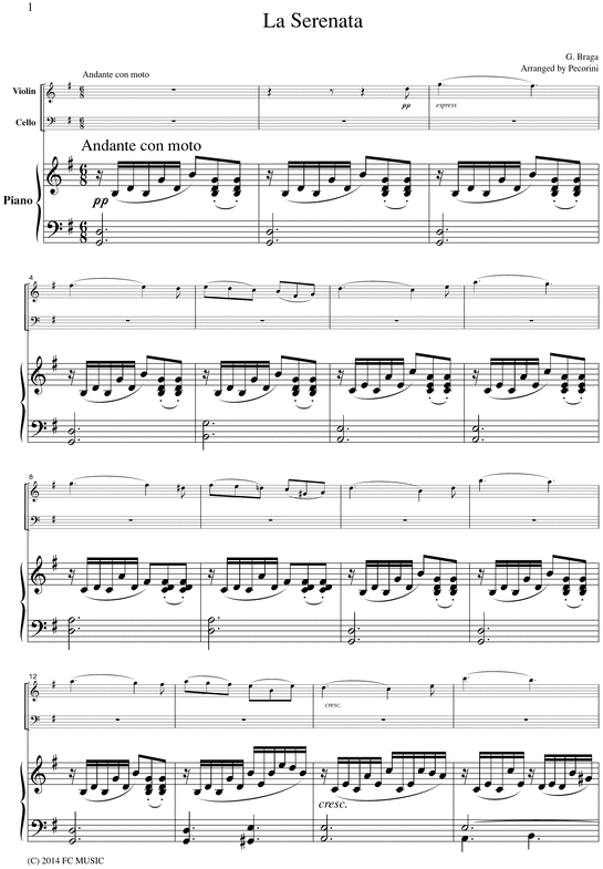 Product picture Braga  La Serenata, for piano trio, PB401