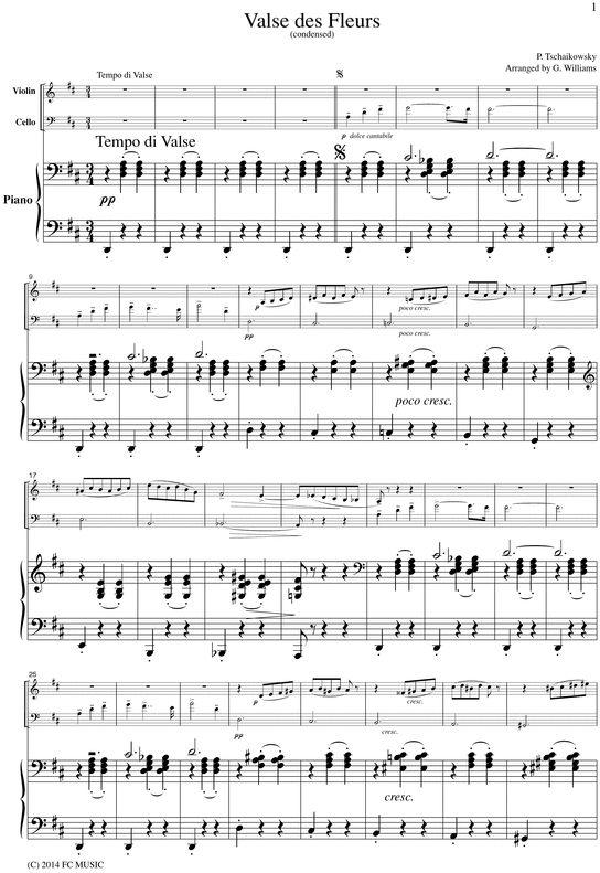 Product picture Tschaikowsky  Valse des Fleurs(condensed) from The Nutcracke, for piano trio, PT004